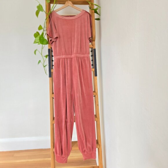 Anthropologie Velvet Jumpsuit, Pink, Mauve, Soft Girl, Feminine, Loungewear S - Picture 2 of 9